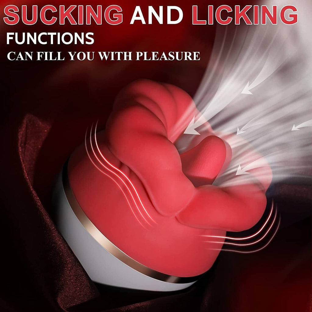 Big Mouth Tongue-Licking & Sucking Rose Vibrator - Wet Master