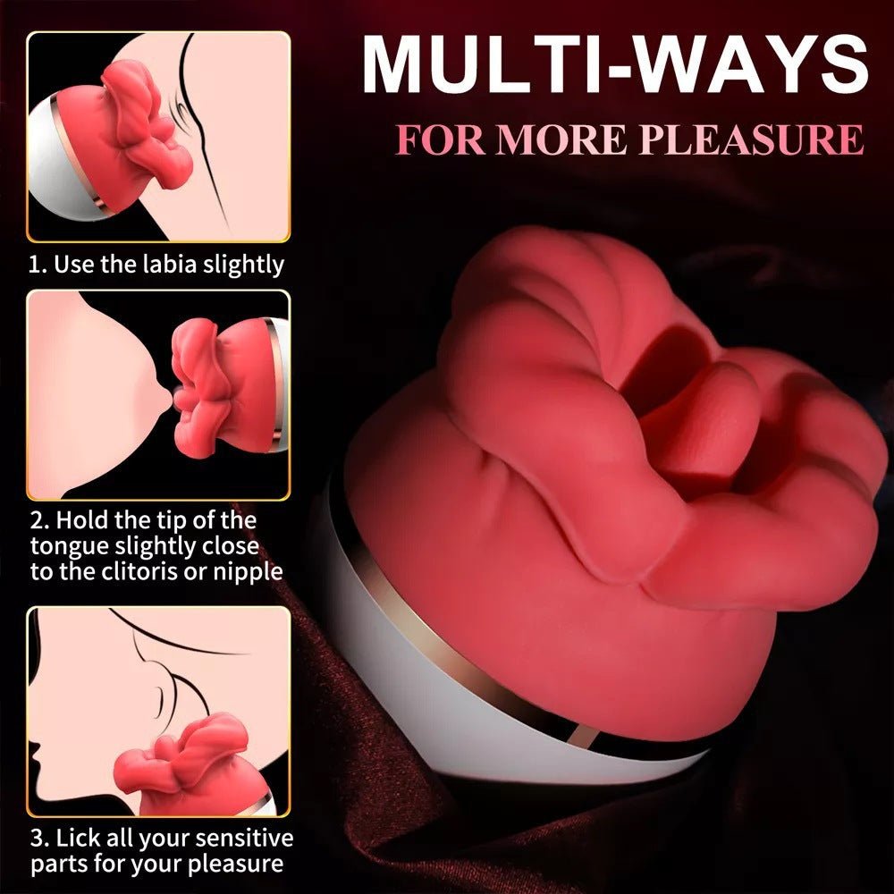 Big Mouth Tongue-Licking & Sucking Rose Vibrator - Wet Master