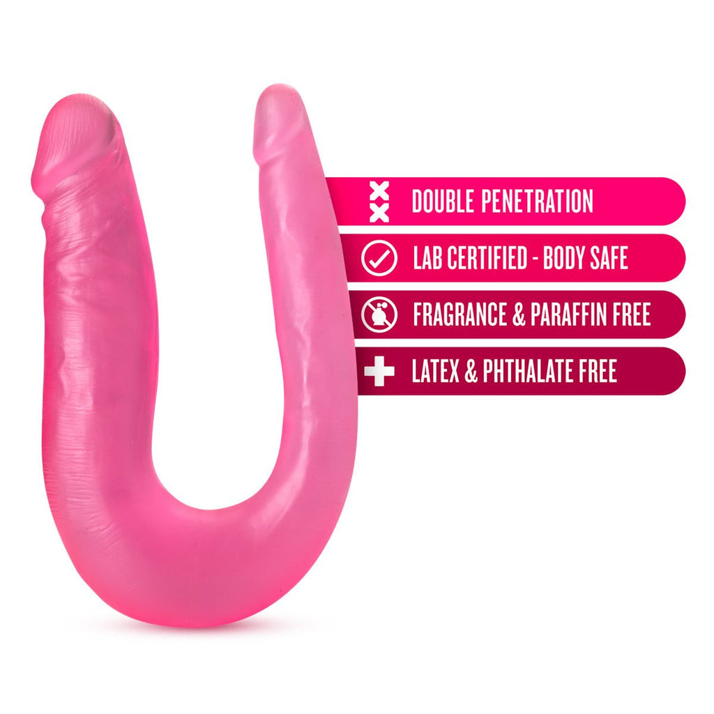 Blush U-Shaped 12.5-Inch Long Pink Double Ended Dildo - Wet Master