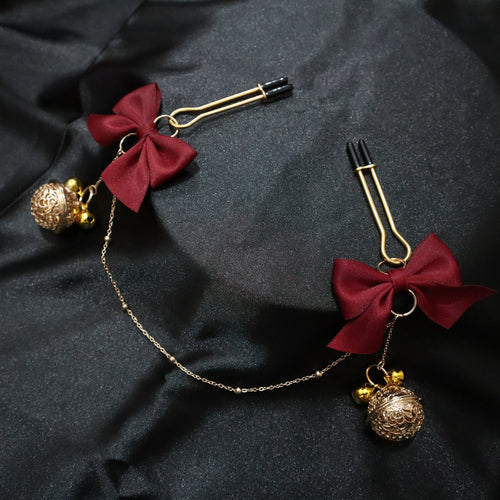 Bow Tie U-Shaped Nipple Clamps with Chain - Wet Master