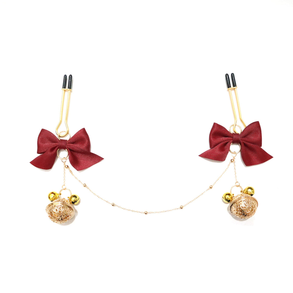 Bow Tie U-Shaped Nipple Clamps with Chain - Wet Master