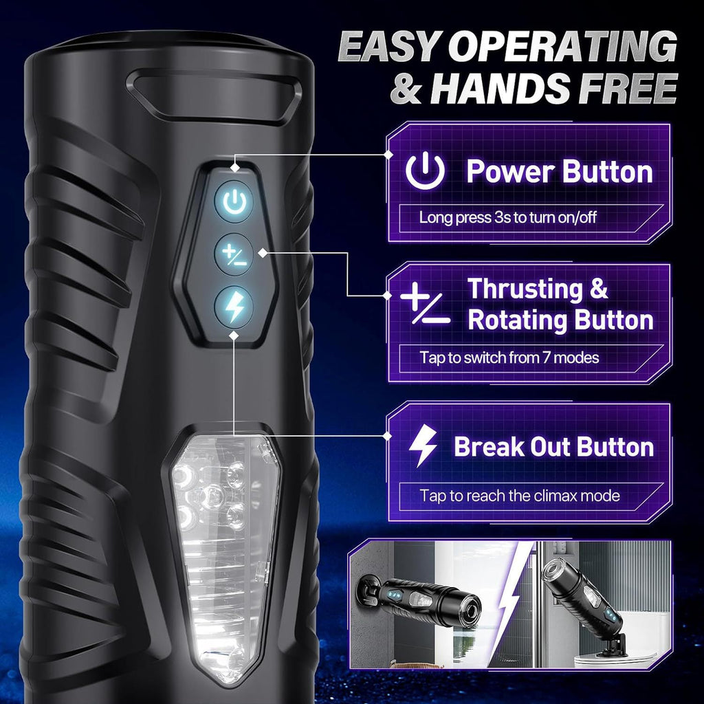 Dark Warrior Rotating & Thrusting Male Masturbator App Controlled - Wet Master