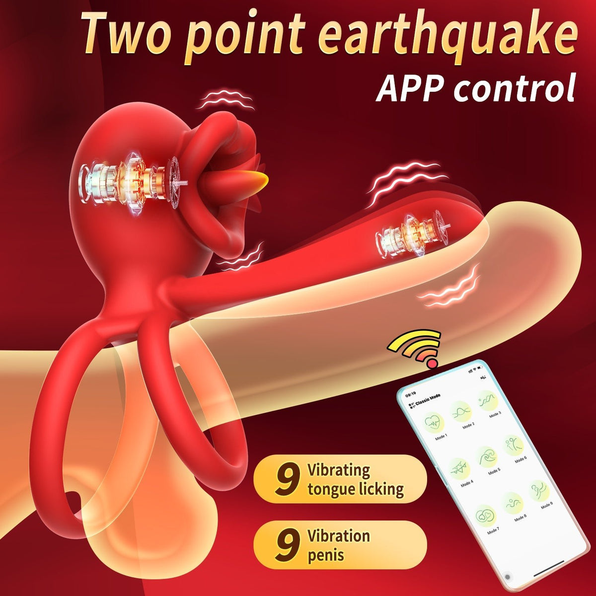 Dragon Tongue 2-in-1 Licking & Vibrating Cock Ring App Controlled - Wet Master