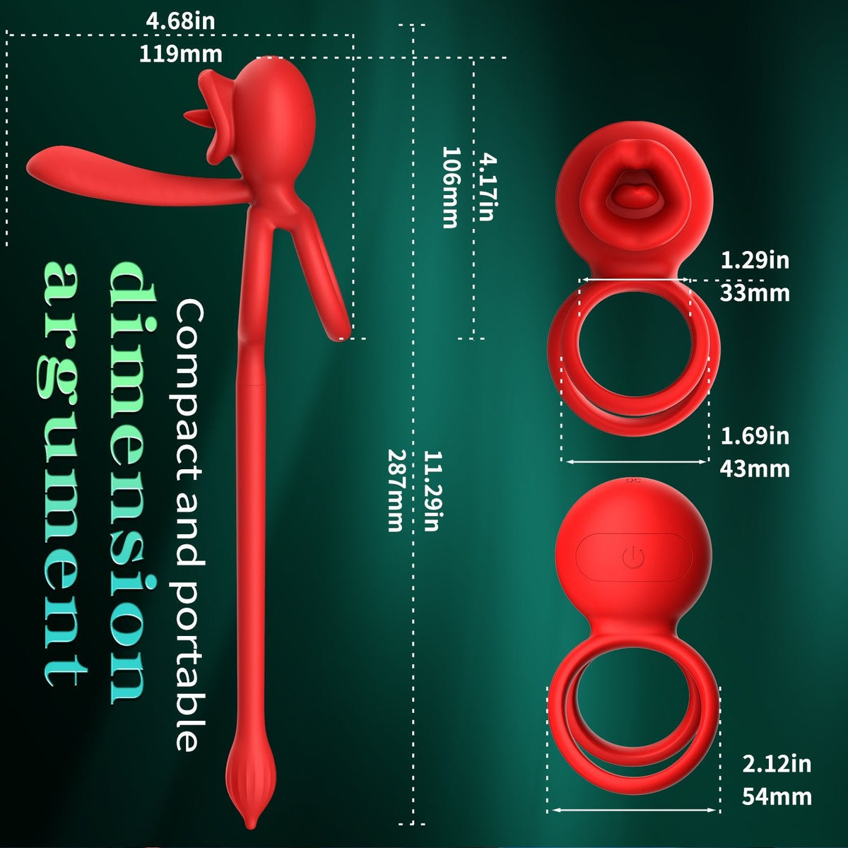 Dragon Tongue 3-in-1 Licking & Vibrating Cock Ring App Controlled - Wet Master