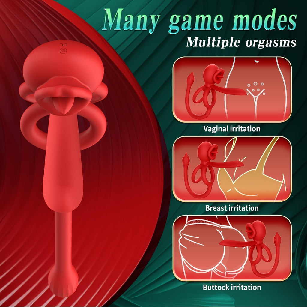 Dragon Tongue 3-in-1 Licking & Vibrating Cock Ring App Controlled - Wet Master