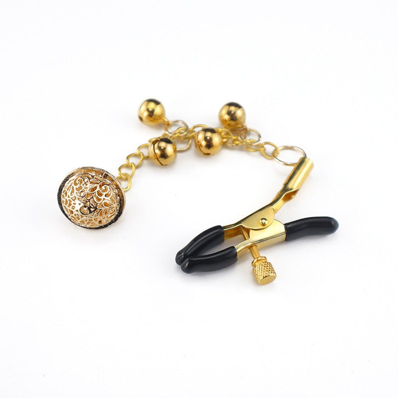 Golden Bell Adjustable Alligator Nipple Clamps with Chain - Wet Master