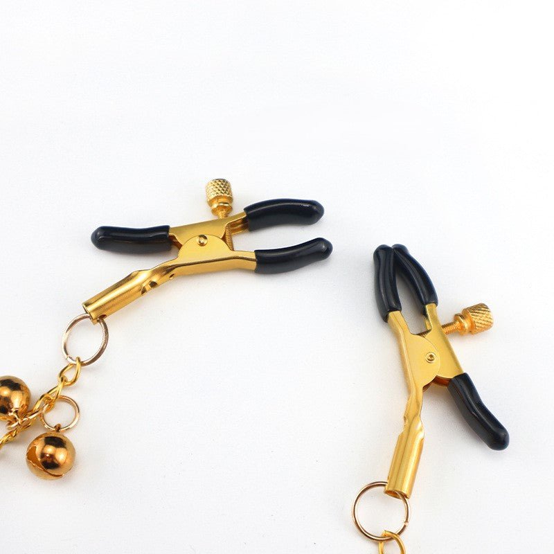 Golden Bell Adjustable Alligator Nipple Clamps with Chain - Wet Master