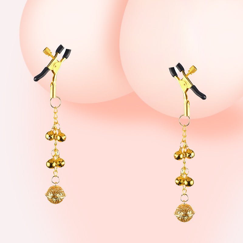 Golden Bell Adjustable Alligator Nipple Clamps with Chain - Wet Master
