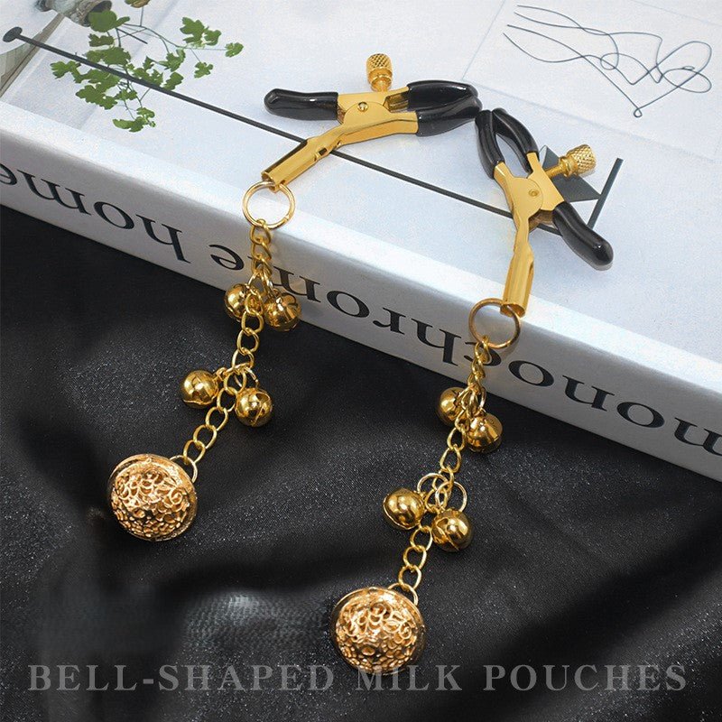 Golden Bell Adjustable Alligator Nipple Clamps with Chain - Wet Master