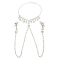 Heart & Bow Crystal Chain Nipple Clamps with Collar - Wet Master