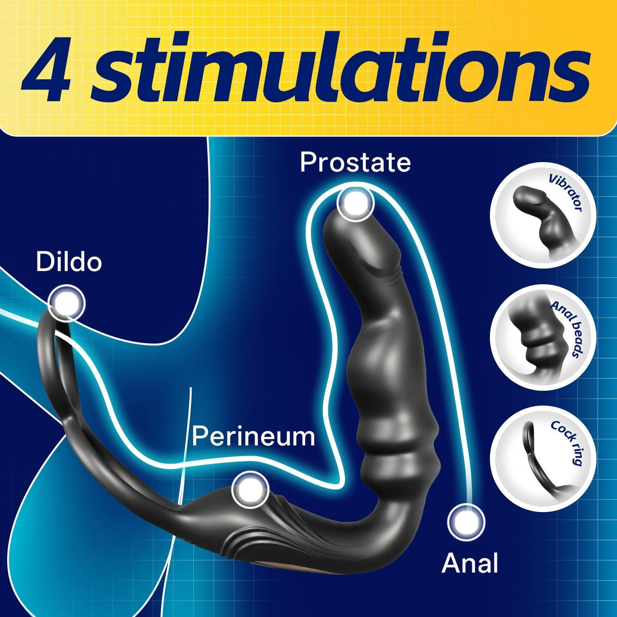 Hgod Michelle Swinging Prostate Massager with Cock Ring App Controlled - Wet Master