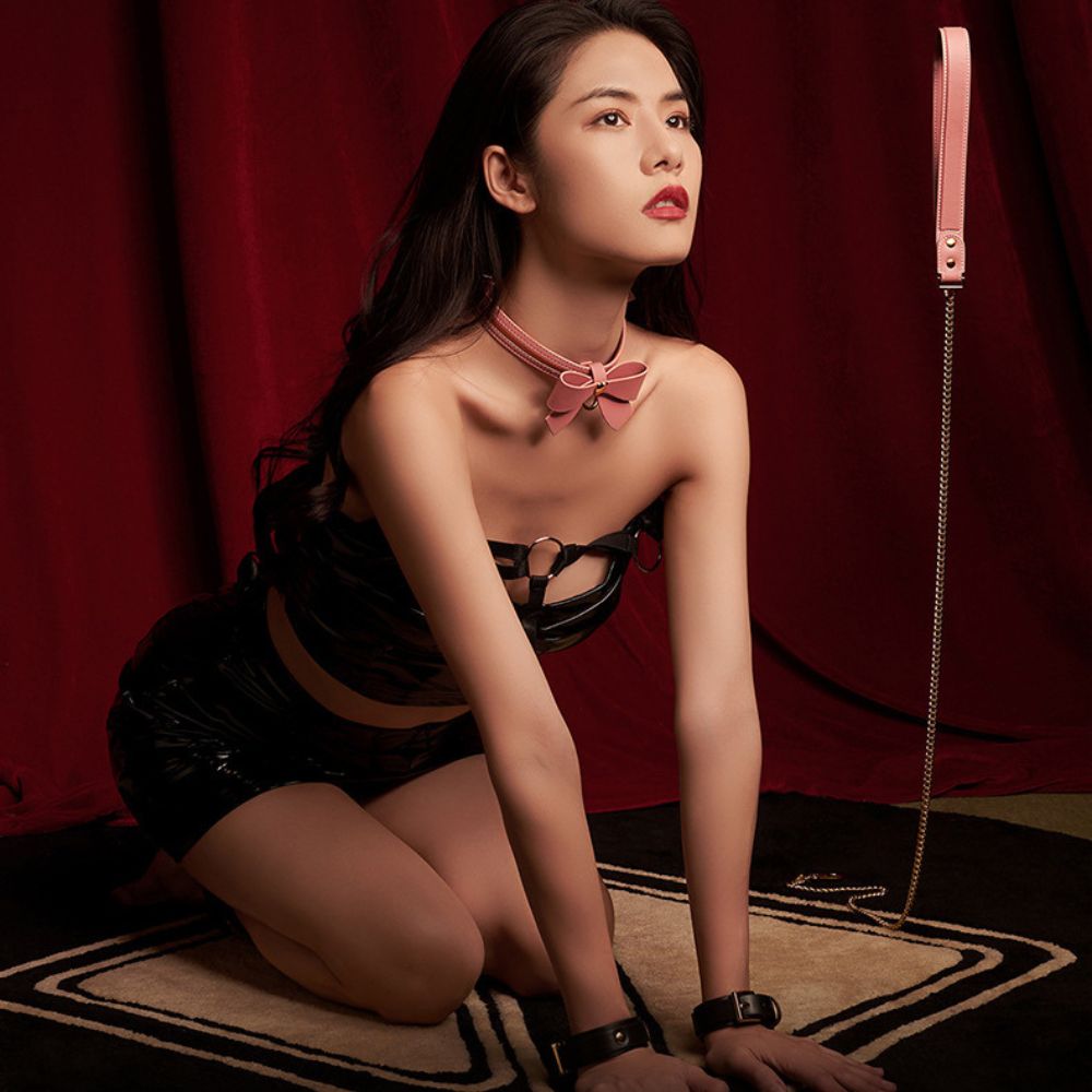 LOCKINK Heart Butterfly Leather Collar & Leash Set - Wet Master