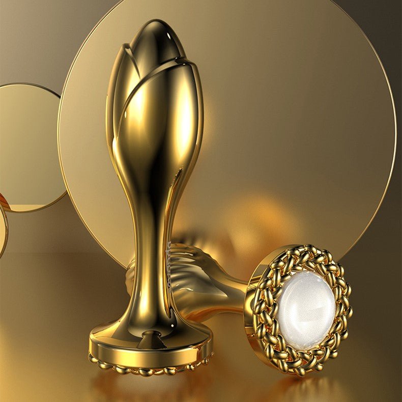 LOCKINK Sevanda Gold Metal Butt Plug with Pearl Base - Wet Master