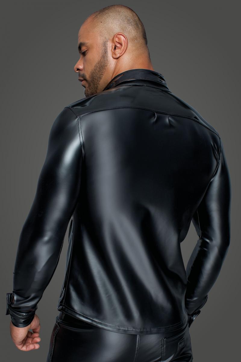 Long-sleeved Powerwetlook & PVC shirt H064- 2XL - Wet Master