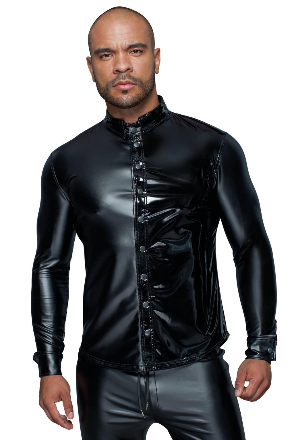 Long-sleeved Powerwetlook & PVC shirt H064- 2XL - Wet Master