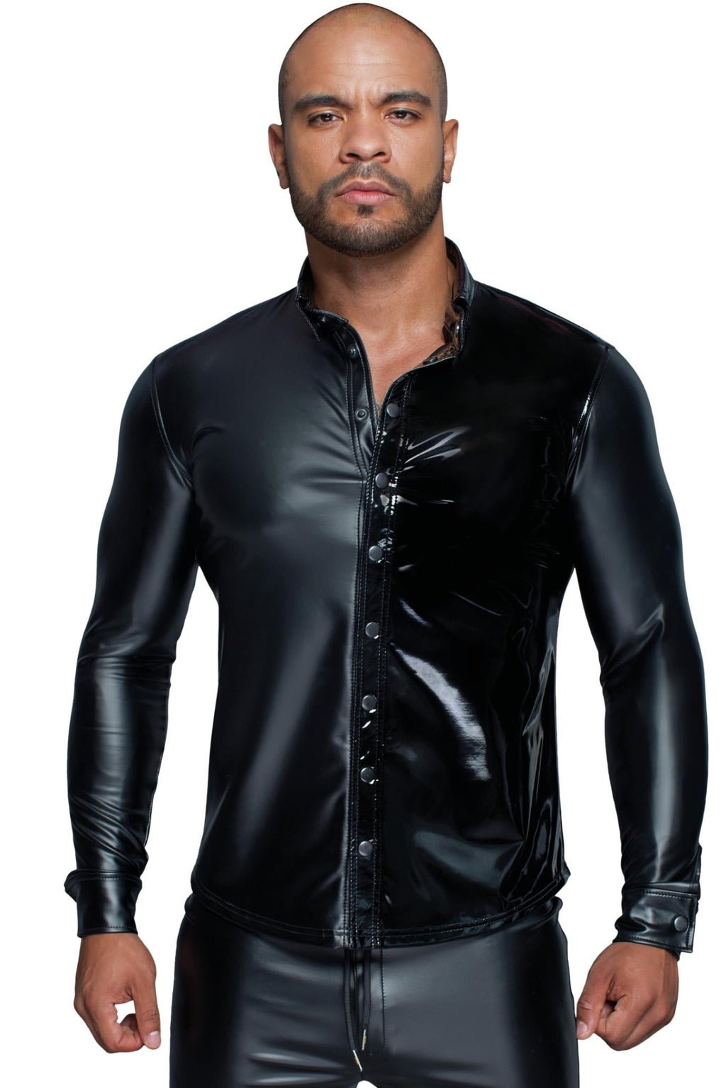 Long-sleeved Powerwetlook & PVC shirt H064- 2XL - Wet Master