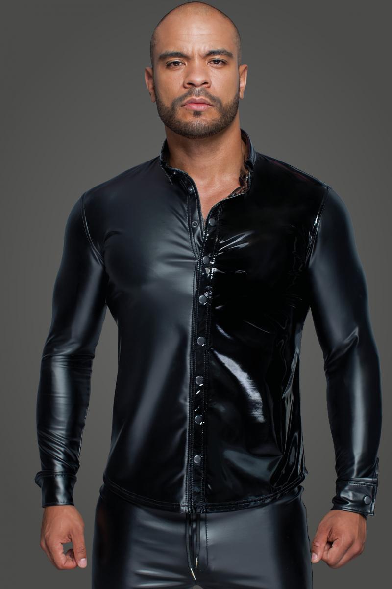 Long-sleeved Powerwetlook & PVC shirt H064- 2XL - Wet Master