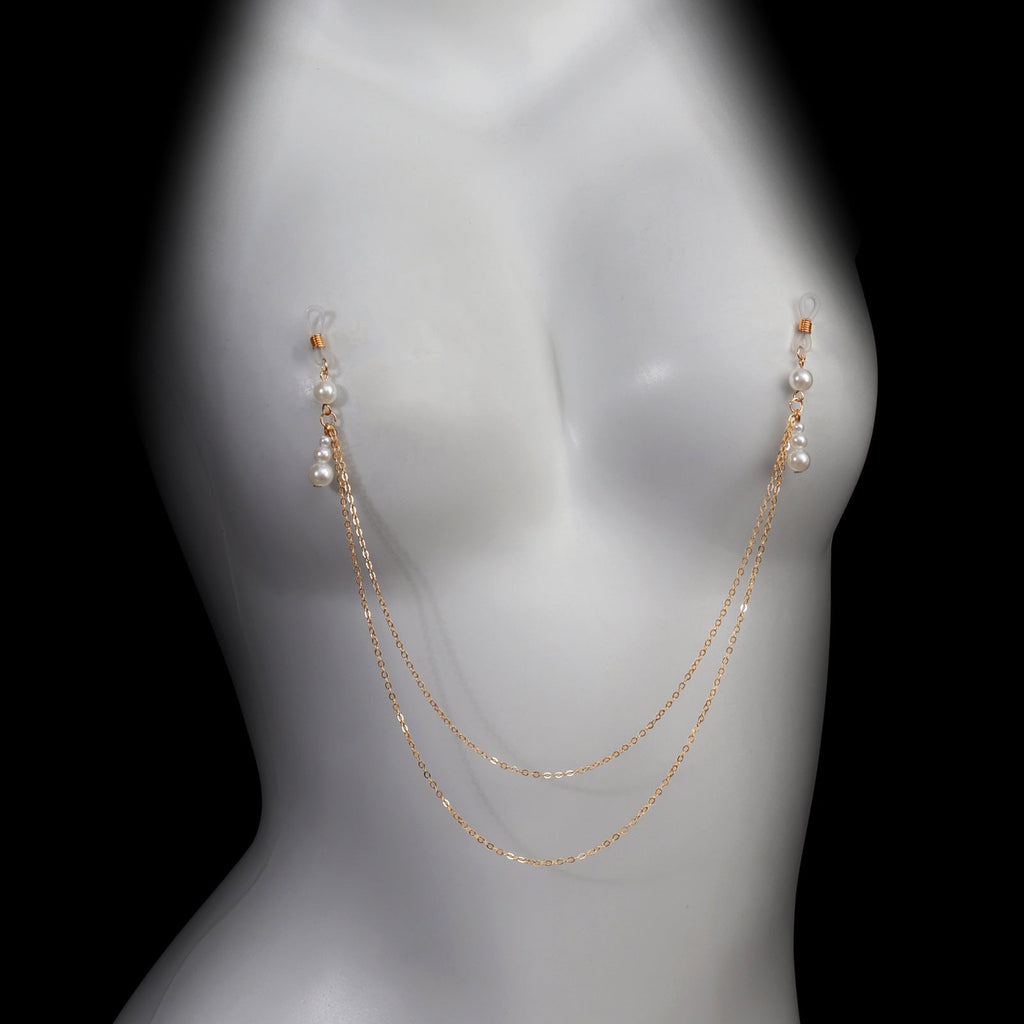 Pearl Pendant Nipple Clamps with Chain - Wet Master