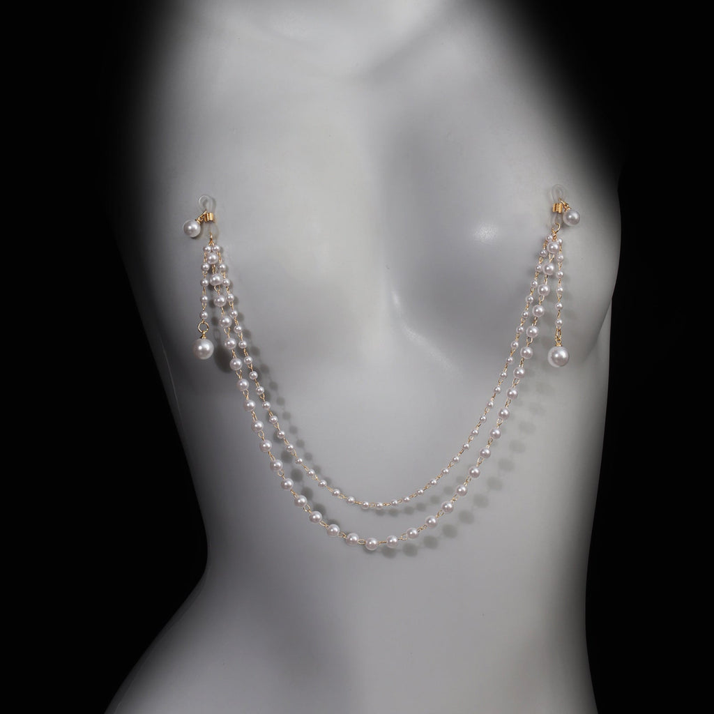 Pearl Tassel Nipple Clamps with Chain - Wet Master