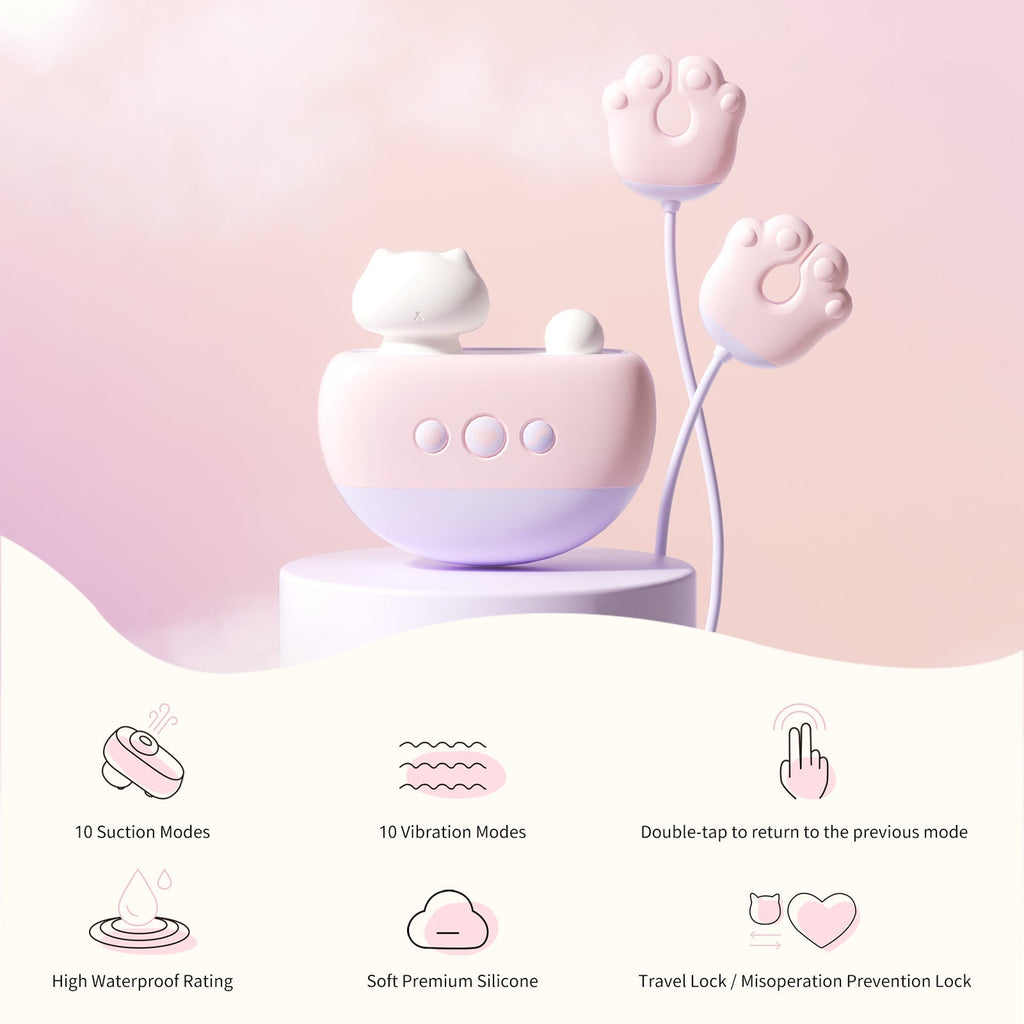 POPOCAT Clit Sucking & G-Spot Vibrator with Nipple Clamps App Controlled - Wet Master