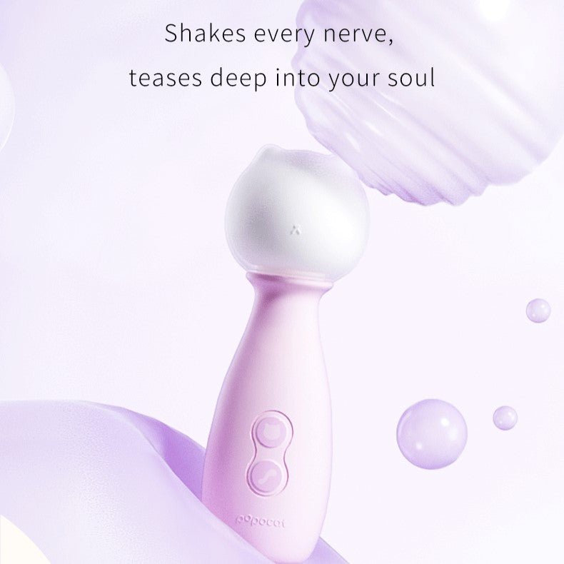 POPOCAT Mini AV Wand Vibrator with G-Spot Vibrator & Nipple Clamps App Controlled - Wet Master