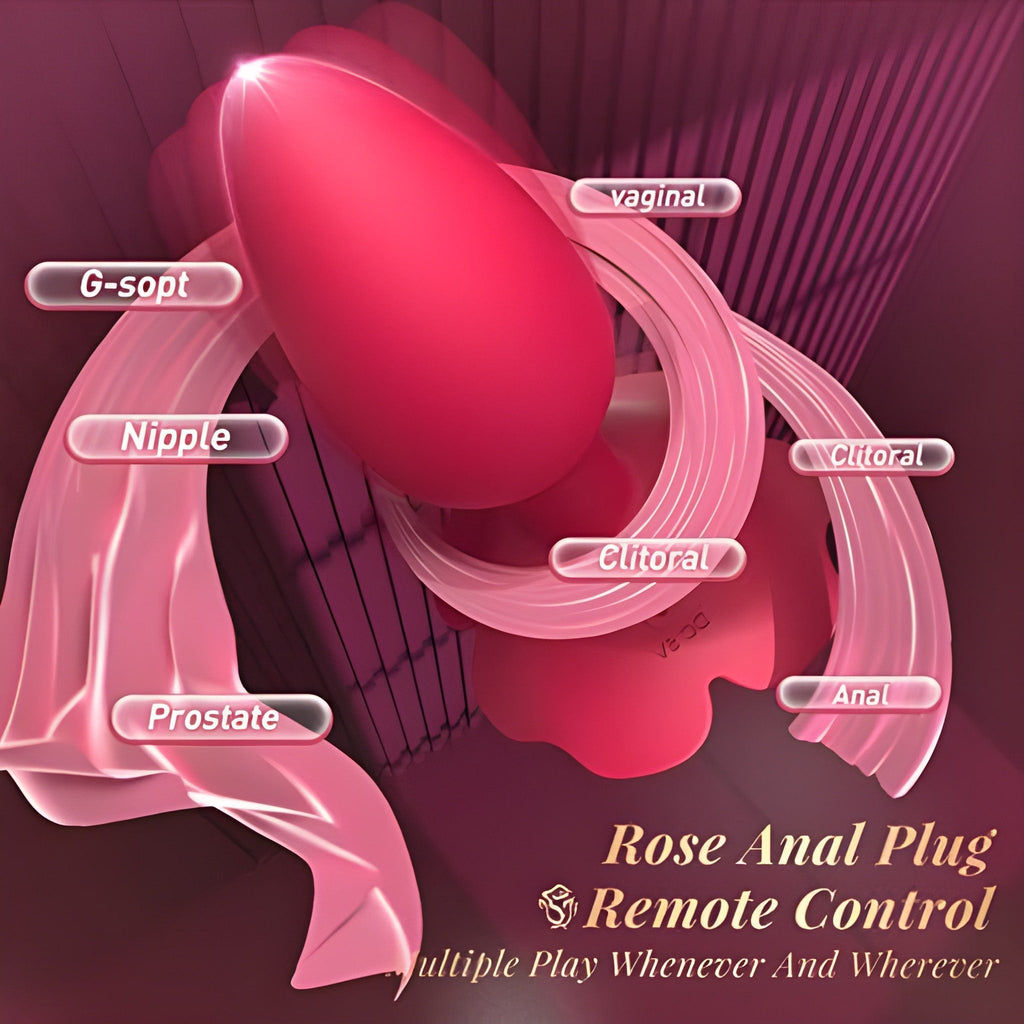 Rose Rotating & Vibrating Butt Plug 3.15 Inch Remote Controlled - Wet Master