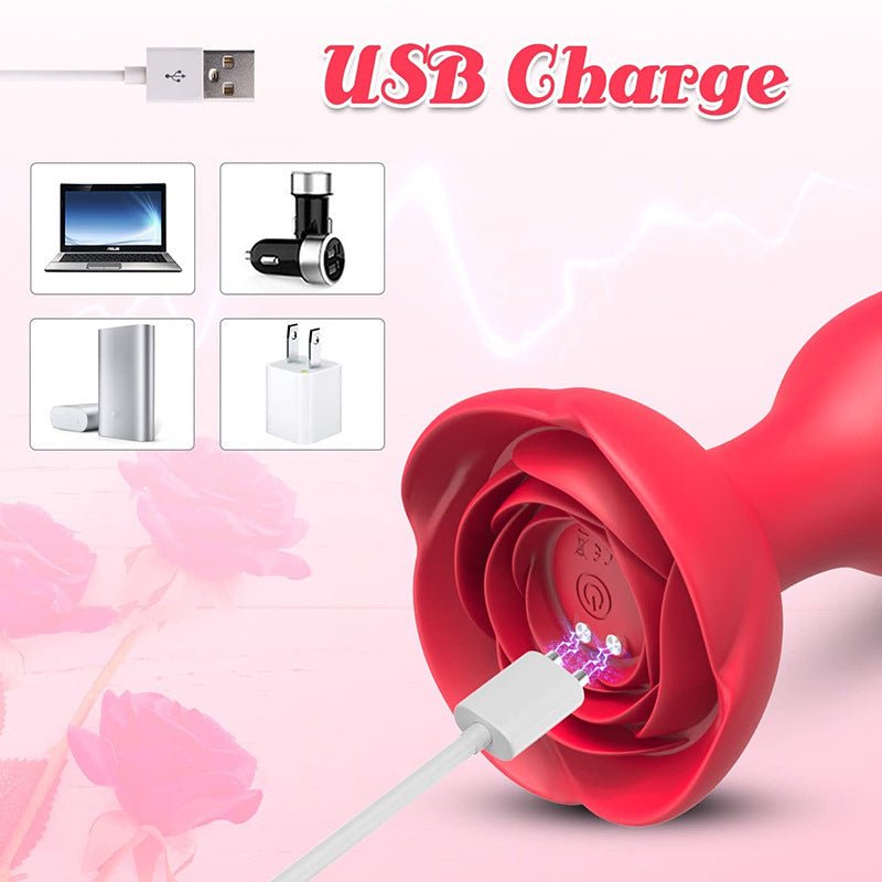 Rose Vibrating Butt Plug Remote Controlled - Wet Master