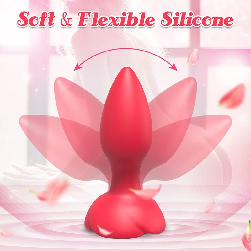 Rose Vibrating Butt Plug Remote Controlled - Wet Master