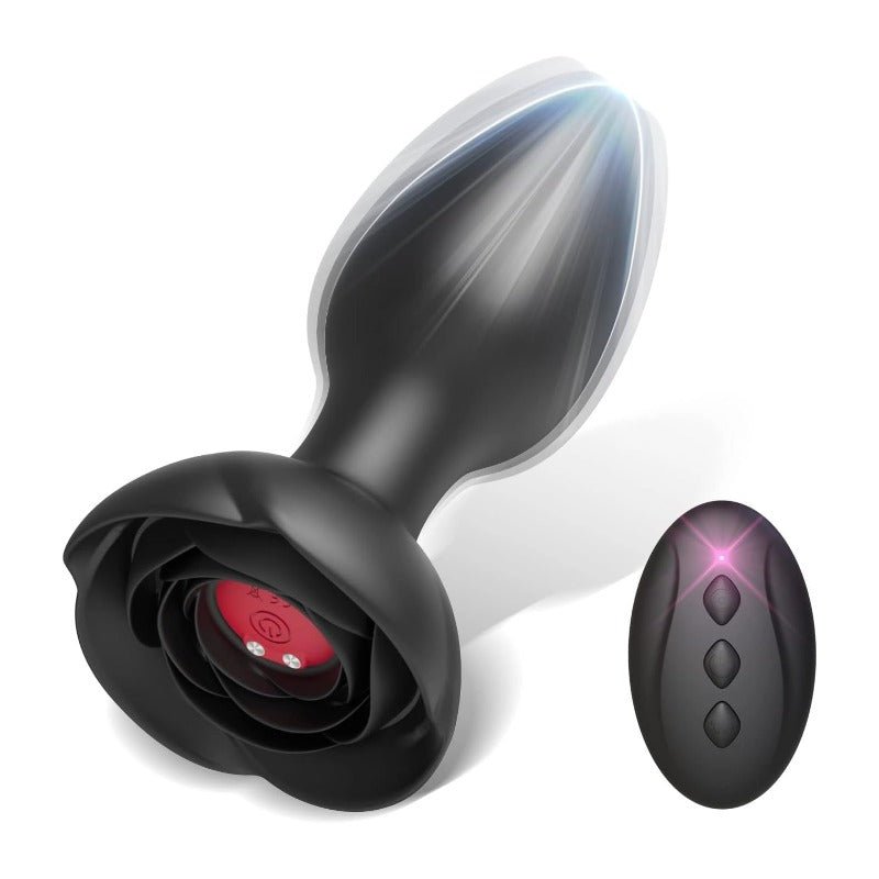 Rose Vibrating Butt Plug Remote Controlled - Wet Master
