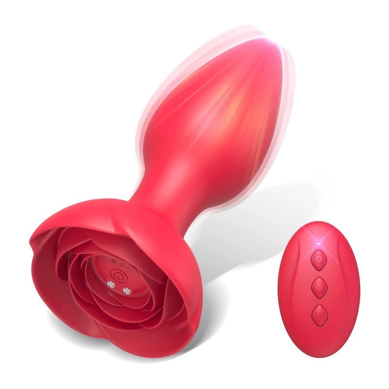 Rose Vibrating Butt Plug Remote Controlled - Wet Master