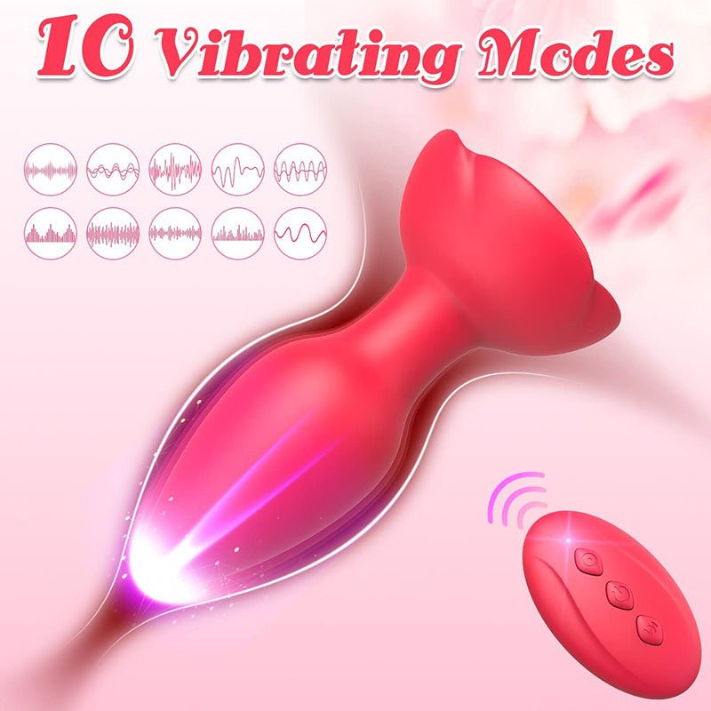Rose Vibrating Butt Plug Remote Controlled - Wet Master