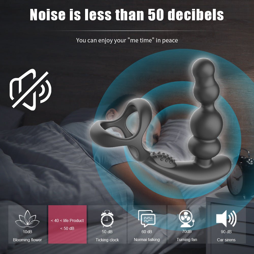 Rotating & Vibrating Anal Beads with Prostate Massager & Cock Ring Remote Controlled - Wet Master