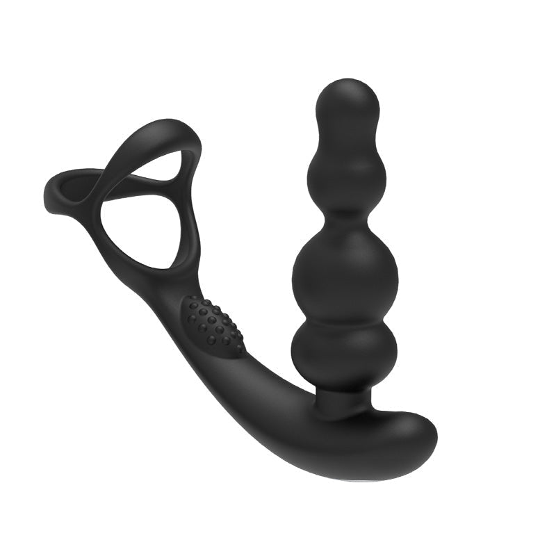 Rotating & Vibrating Anal Beads with Prostate Massager & Cock Ring Remote Controlled - Wet Master