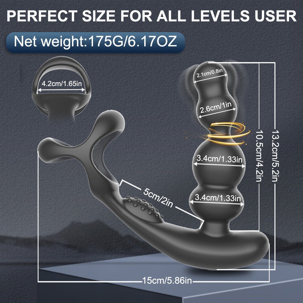 Rotating & Vibrating Anal Beads with Prostate Massager & Cock Ring Remote Controlled - Wet Master