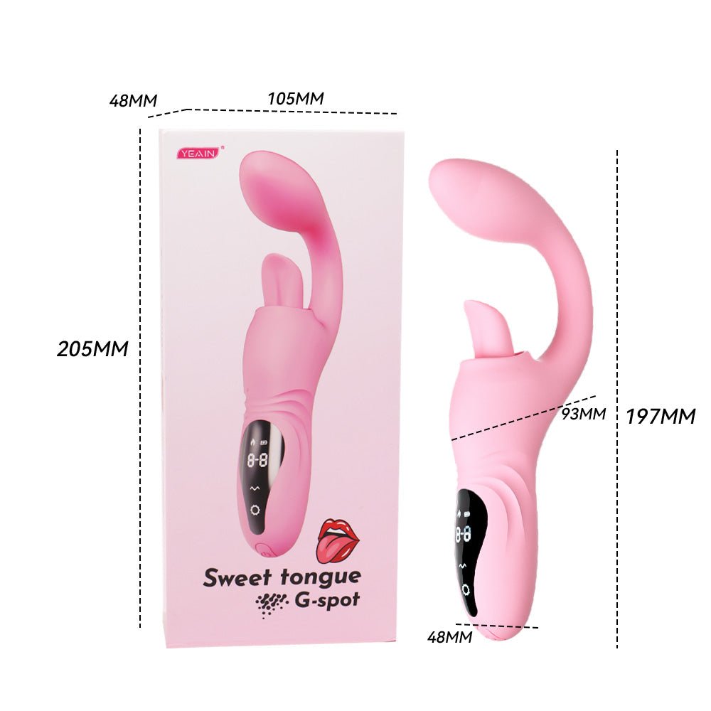 Sweet Tongue Clit Licking & G-Spot Heating Rabbit Vibrator - Wet Master
