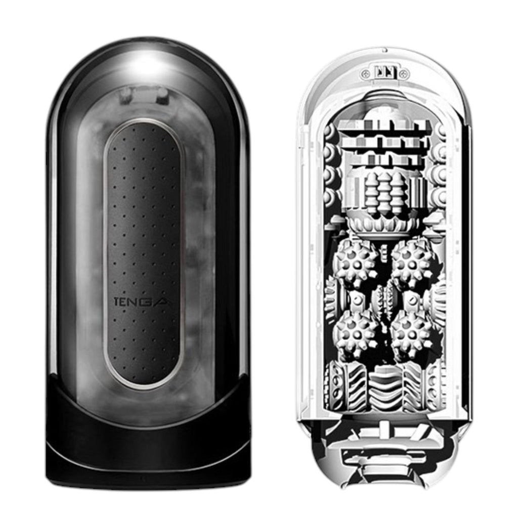 TENGA Flip Zero EV Rechargeable Vibrating Masturbator - Black - Wet Master