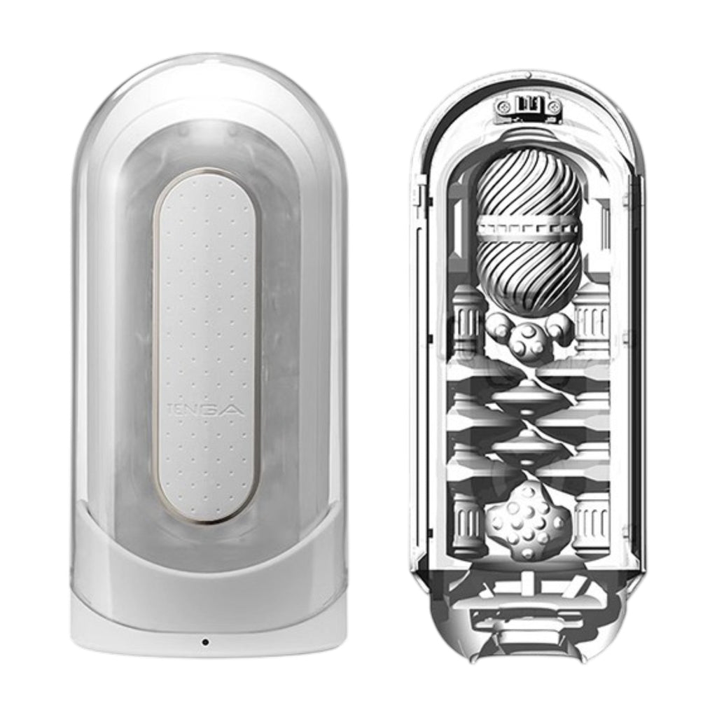 TENGA Flip Zero EV Rechargeable Vibrating Masturbator - White - Wet Master